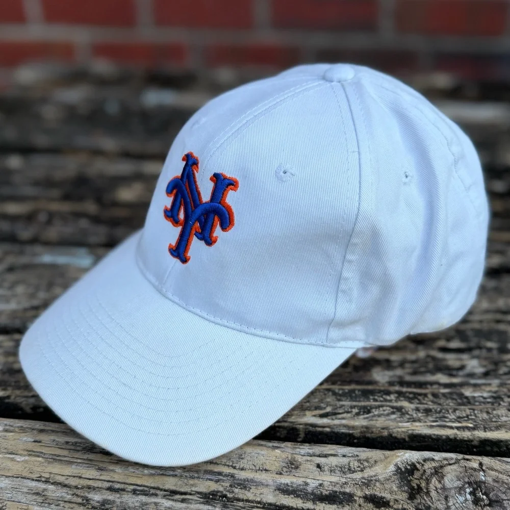 Vintage New York Mets MLB White Adjustable SnapBack Baseball Hat Cap T2